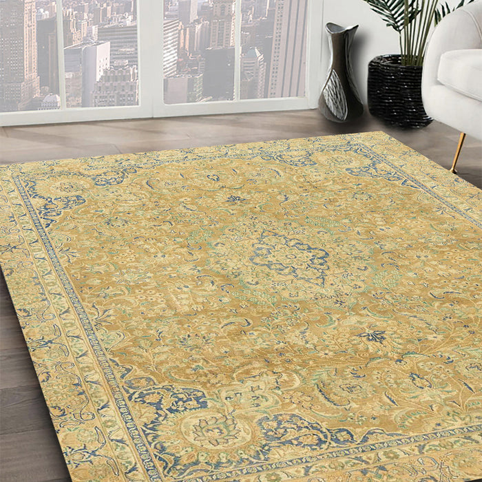 Abstract Chrome Gold Yellow Modern Rug in Family Room, abs2802