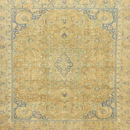 Square Machine Washable Abstract Chrome Gold Yellow Rug, wshabs2802