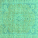 Square Abstract Turquoise Modern Rug, abs2802turq