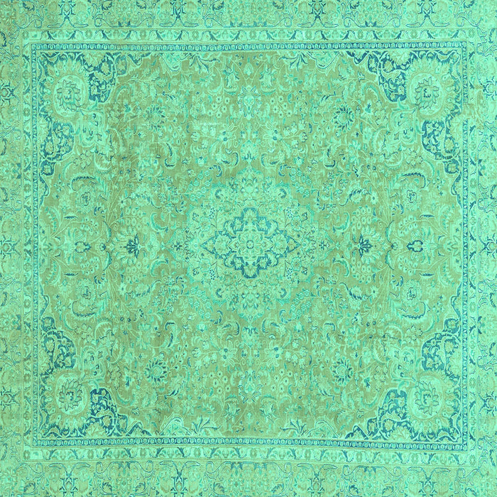Square Machine Washable Abstract Turquoise Modern Area Rugs, wshabs2802turq