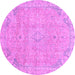 Round Machine Washable Abstract Purple Modern Area Rugs, wshabs2802pur