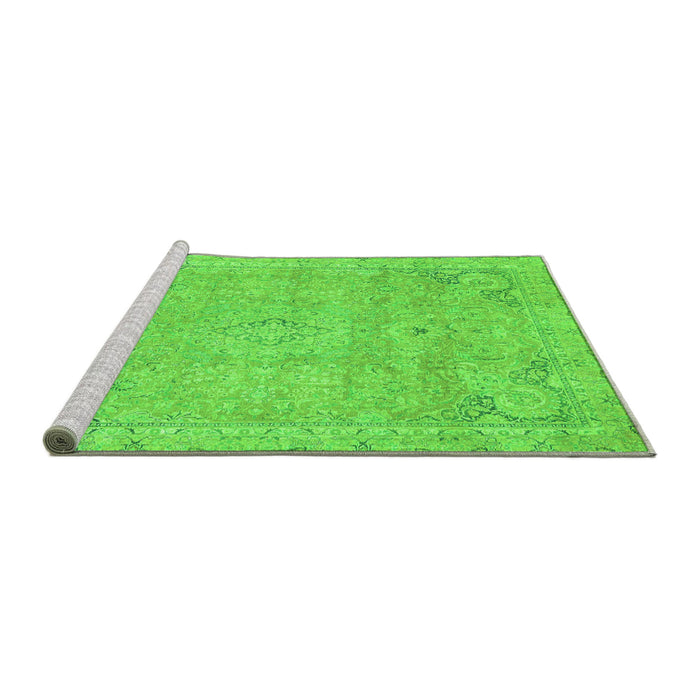 Sideview of Machine Washable Abstract Green Modern Area Rugs, wshabs2802grn