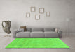 Machine Washable Abstract Green Modern Area Rugs in a Living Room,, wshabs2802grn