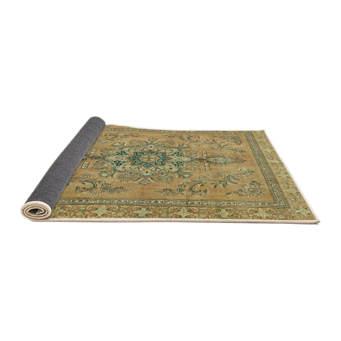 Sideview of Abstract Metallic Gold Modern Rug, abs2803
