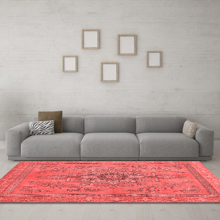 Modern Red Washable Rugs