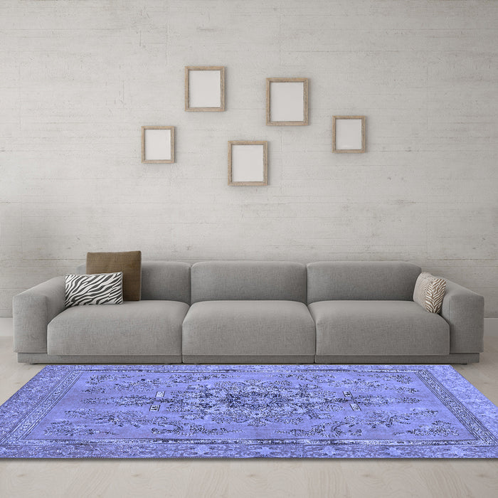 Machine Washable Abstract Blue Modern Rug in a Living Room, wshabs2803blu