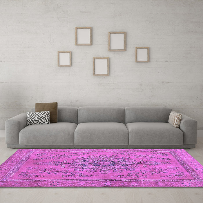 Machine Washable Abstract Purple Modern Area Rugs in a Living Room, wshabs2803pur