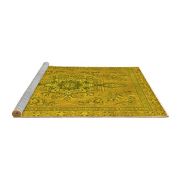 Sideview of Machine Washable Abstract Yellow Modern Rug, wshabs2803yw