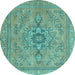 Round Abstract Light Blue Modern Rug, abs2803lblu