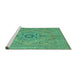 Sideview of Machine Washable Abstract Turquoise Modern Area Rugs, wshabs2803turq