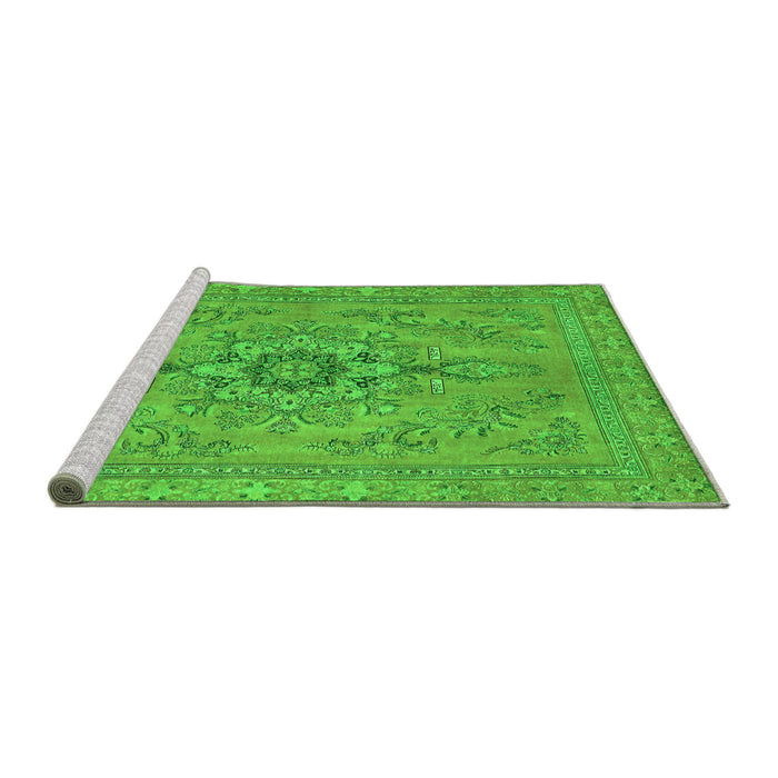 Sideview of Machine Washable Abstract Green Modern Area Rugs, wshabs2803grn