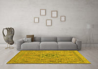 Machine Washable Abstract Yellow Modern Rug, wshabs2803yw