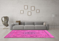 Machine Washable Abstract Pink Modern Rug, wshabs2803pnk