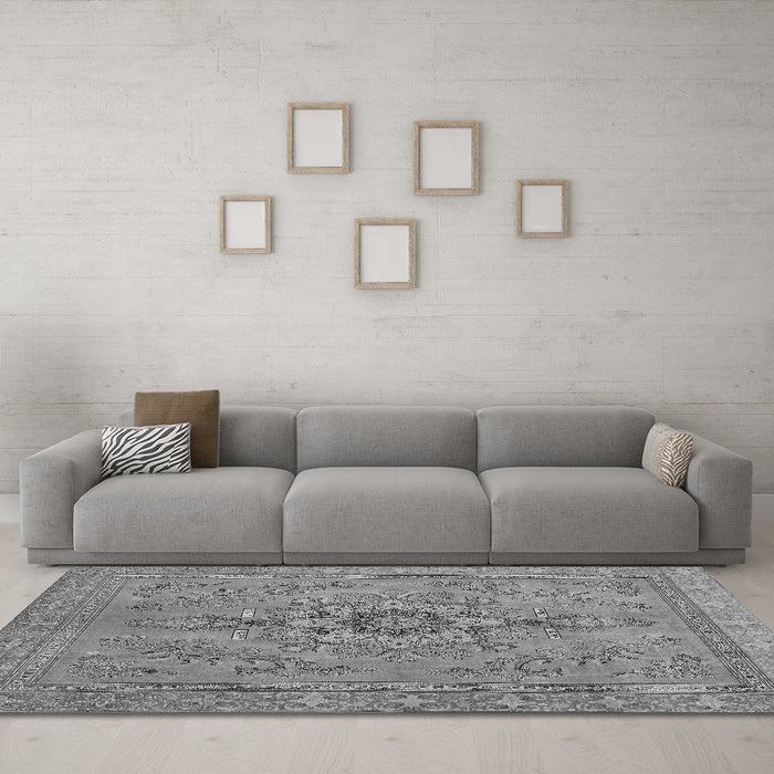 Machine Washable Abstract Gray Modern Rug in a Living Room,, wshabs2803gry