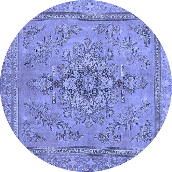 Round Machine Washable Abstract Blue Modern Rug, wshabs2803blu