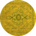 Round Abstract Yellow Modern Rug, abs2803yw