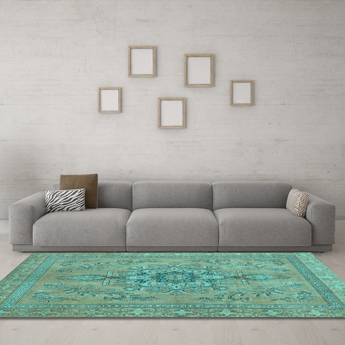 Machine Washable Abstract Light Blue Modern Rug in a Living Room, wshabs2803lblu