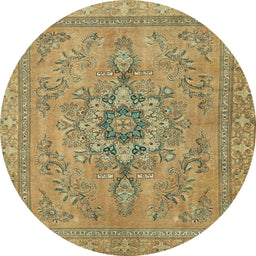 Round Abstract Metallic Gold Modern Rug, abs2803