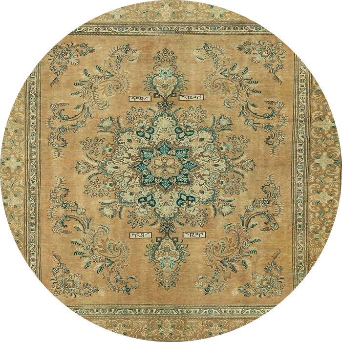 Round Abstract Metallic Gold Modern Rug, abs2803