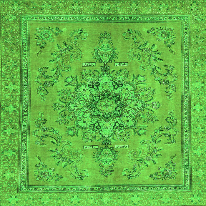 Square Abstract Green Modern Rug, abs2803grn