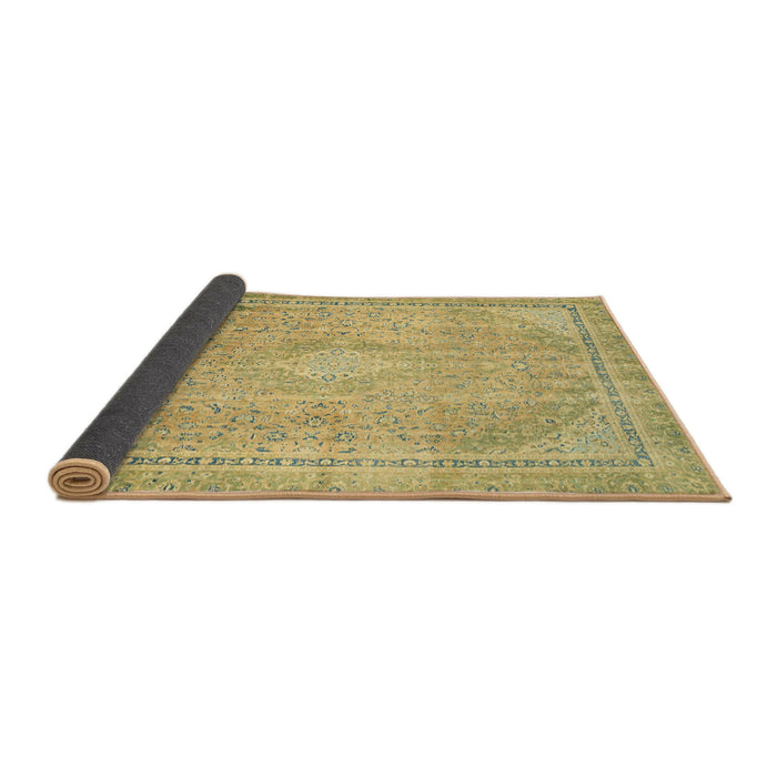 Sideview of Abstract Golden Brown Yellow Modern Rug, abs2804
