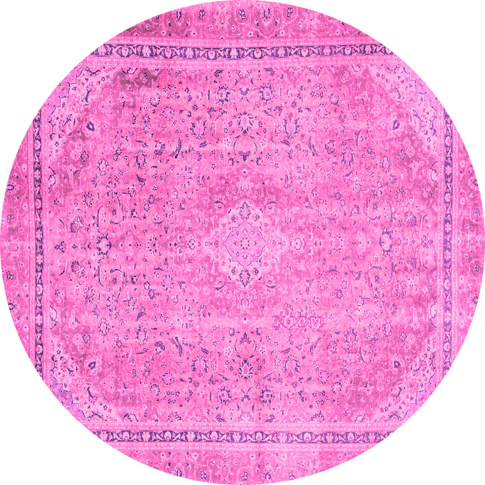 Round Abstract Pink Modern Rug, abs2804pnk