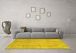 Machine Washable Abstract Yellow Modern Rug in a Living Room, wshabs2804yw