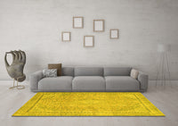 Machine Washable Abstract Yellow Modern Rug, wshabs2804yw