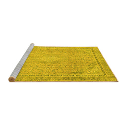 Sideview of Machine Washable Abstract Yellow Modern Rug, wshabs2804yw