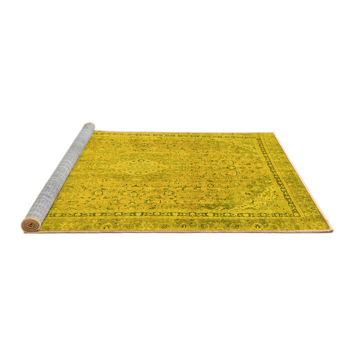Sideview of Machine Washable Abstract Yellow Modern Rug, wshabs2804yw