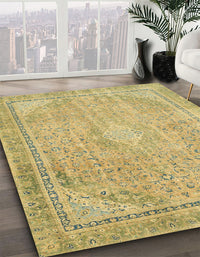 Abstract Golden Brown Yellow Modern Rug, abs2804