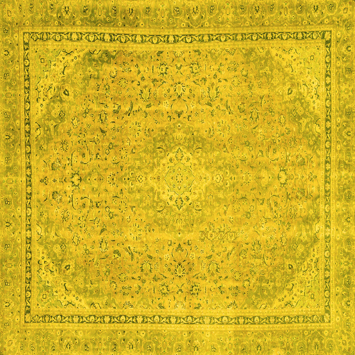 Square Machine Washable Abstract Yellow Modern Rug, wshabs2804yw