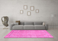 Machine Washable Abstract Pink Modern Rug, wshabs2804pnk