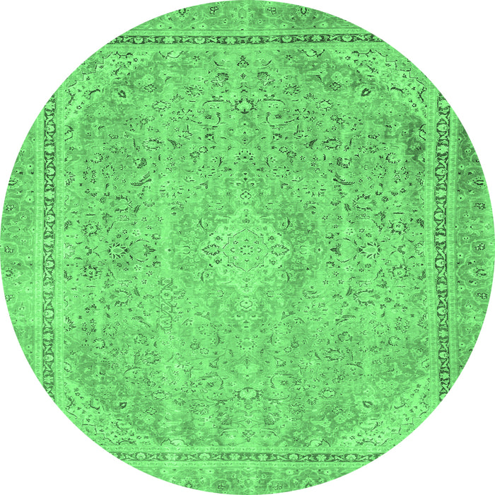 Round Abstract Emerald Green Modern Rug, abs2804emgrn