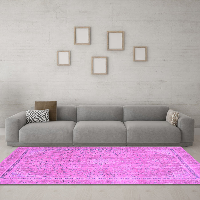 Machine Washable Abstract Purple Modern Area Rugs in a Living Room, wshabs2804pur