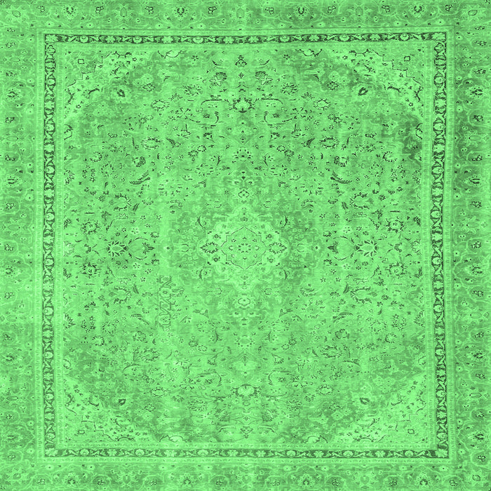 Square Abstract Emerald Green Modern Rug, abs2804emgrn