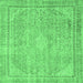 Square Abstract Emerald Green Modern Rug, abs2804emgrn