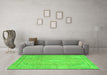 Machine Washable Abstract Green Modern Area Rugs in a Living Room,, wshabs2804grn