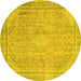 Round Machine Washable Abstract Yellow Modern Rug, wshabs2804yw