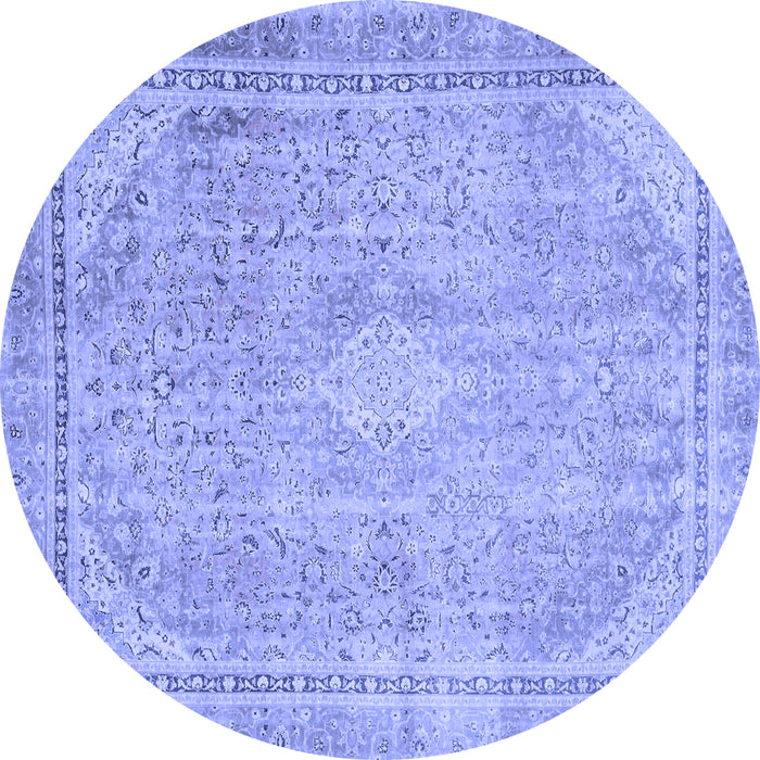Round Abstract Blue Modern Rug, abs2804blu