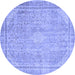 Round Abstract Blue Modern Rug, abs2804blu