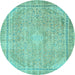 Round Abstract Light Blue Modern Rug, abs2804lblu