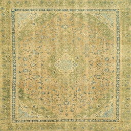 Square Machine Washable Abstract Gen Brown Yellow Rug, wshabs2804
