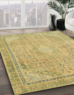 Machine Washable Abstract Gen Brown Yellow Rug in a Family Room, wshabs2804