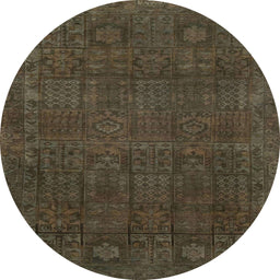 Round Abstract Chocolate Brown Modern Rug, abs2805