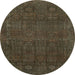 Round Abstract Chocolate Brown Modern Rug, abs2805