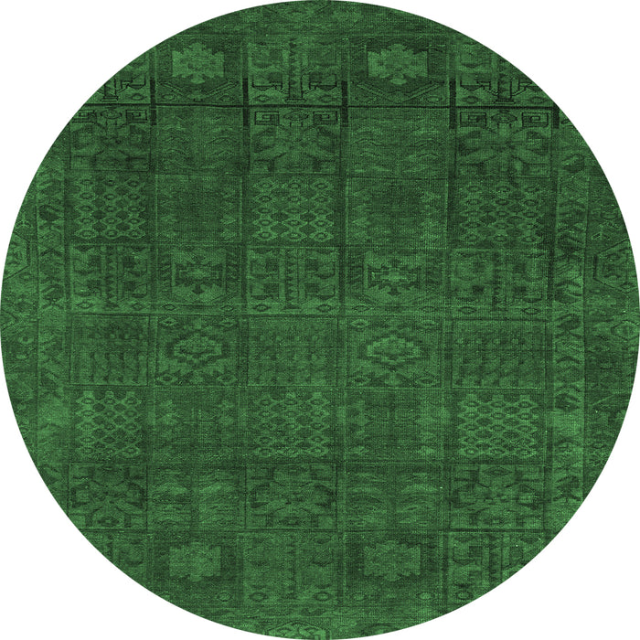 Round Abstract Emerald Green Modern Rug, abs2805emgrn