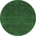 Round Abstract Emerald Green Modern Rug, abs2805emgrn