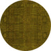 Round Abstract Yellow Modern Rug, abs2805yw