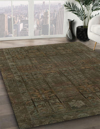 Abstract Chocolate Brown Modern Rug, abs2805